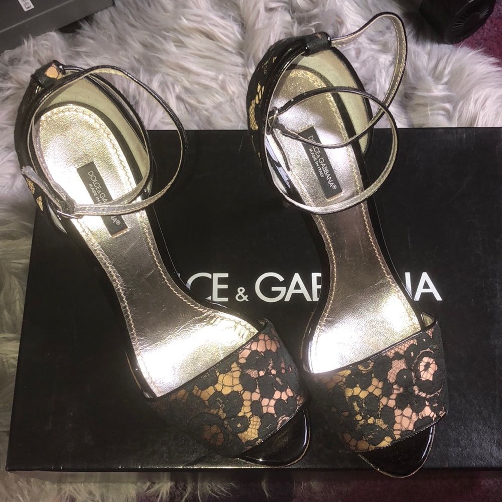 Dolce & Gabbana Black & Cream Gold Sandals